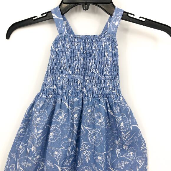 BARDOT JUNIOR Girl's Missy Floral Overalls 3T Blue Sleeveless Smocked NWT - Picture 2 of 8